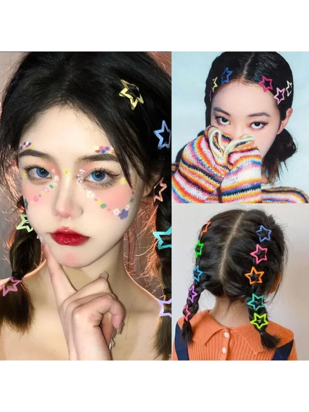 Y2K Multicolor Star Hair Clips - 100PCS Metal Hair Accessories, Trendy & Fun